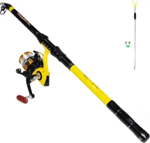 Fishing Rod and Reel Combo，Medium Heavy Poles and Reels Telescopic Rod Kits for Adults， 22lb Line Pre-spooled with Spining Reel for Travel Saltwater Freshwater Catfish Bass Fishing