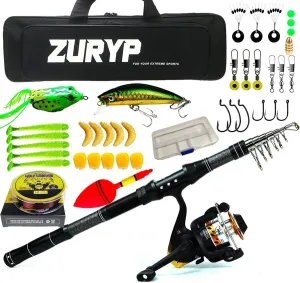 Fishing Rod Combos with Telescopic Fishing Pole | Fishing Rod Reel Combo | Fishing Pliers Carrier Bag | Spinningg Reels Fishing Carrier Bag for Travel Saltwater Freshwater Fishing