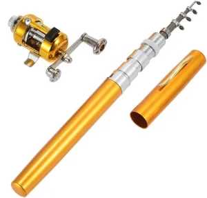 Fishing Rod Reel Combo Kit Set Mini Telescopic Portable Pocket Pen Fishing Rod Pole   Reel Aluminum Alloy Fishing Accessories