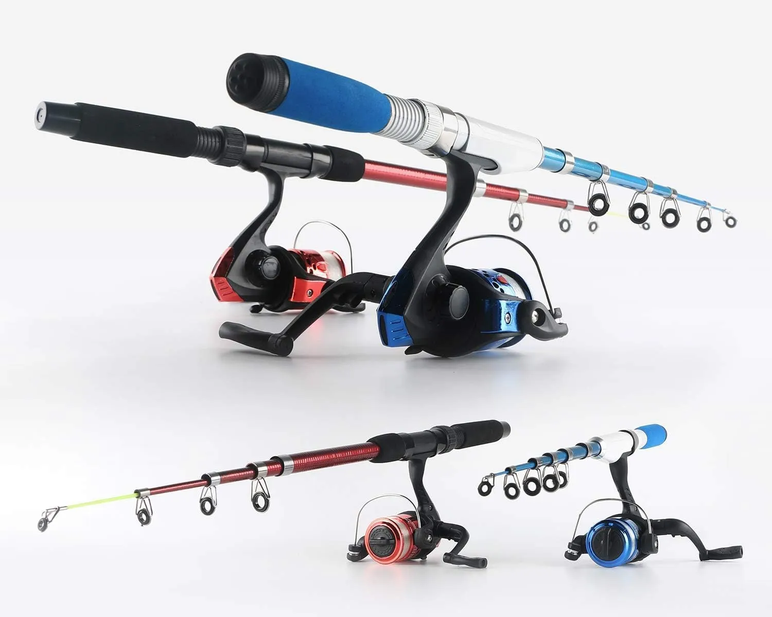 Fishing Rod Reel Combos Collapsible Fishing Rod Kit, 2PCS Telescopic Fishing Pole 2PCS Spinning Reels Lures Hooks Tackle Bag Fishing Accessories Full Combo for Kids Youth