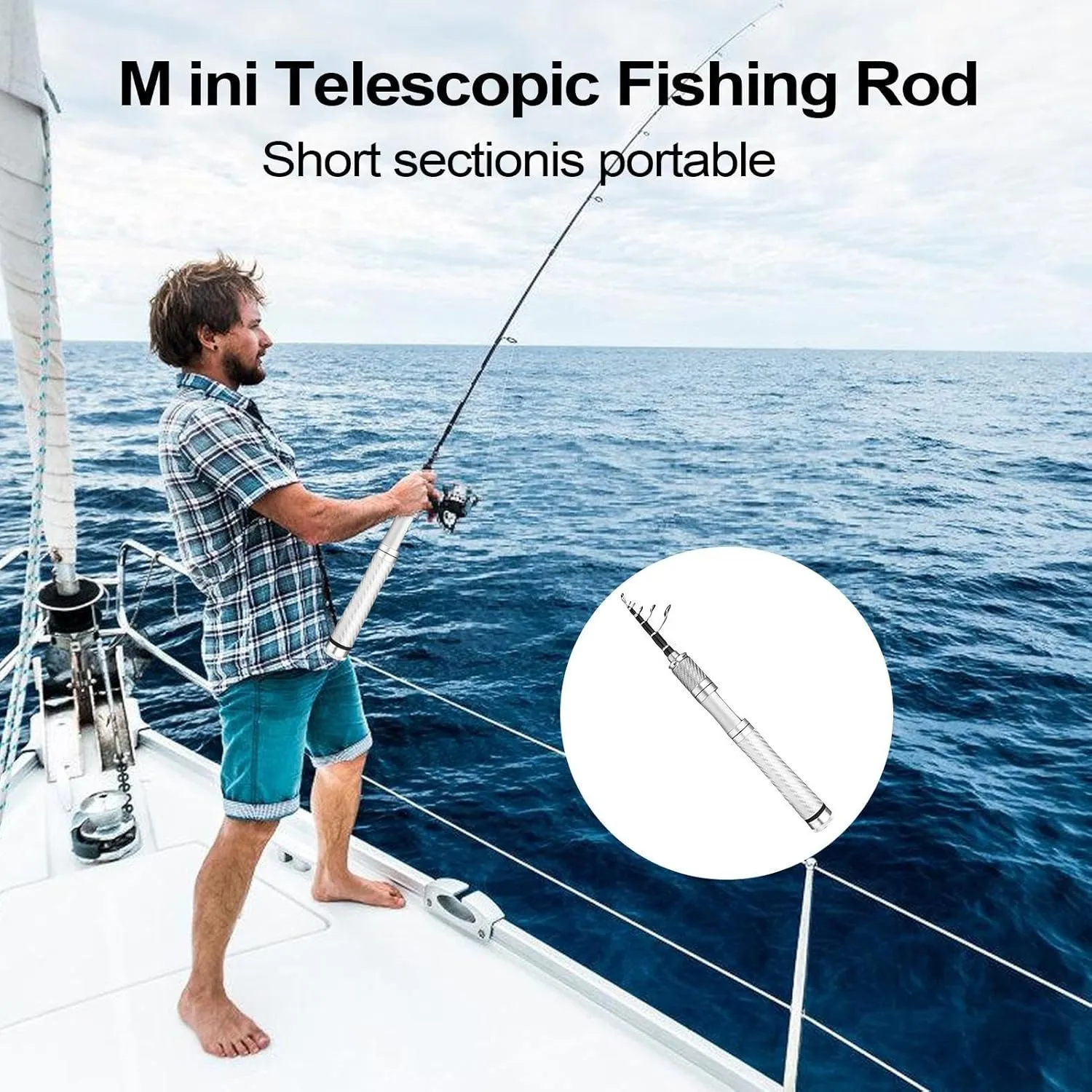 Fishing Rod Telescopic - Compact Bait Casting Fishing Pole, Lightweight | Handheld Fishing Gear, Travel Fishing Rod for Stream, Lake Fishing, Portable Fishing Rod for Outdoor Adventures,