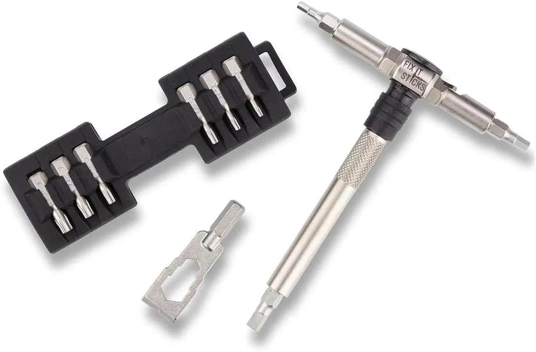Fix It Sticks Compact Ratcheting Multi-Tool & Mini All-in-One Torque Driver - EDC Set with Ratcheting Locking Hex T-Way Wrench, Mini Pry Bar and 15 Bits Included - Custom Bundle