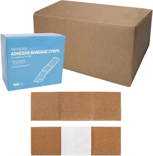 Flexible Fabric Adhesive Bandage Strips, 1” x 3”, 1200 Sterile Bandages for First Aid Kit Wound Care & Protection, 12 Boxes