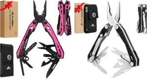 FLISSA 16-in-1 Pink Multi Tool Pliers and Blcak Multi Tool with G10 Handle