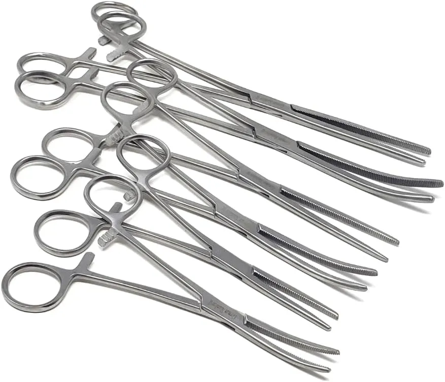 Fly Fishing Locking Pliers Stainless Steel Unhooking Clamps Straight   Curved Set of 6 Serrated Jaws For Hook Removal Hold and Pull Tiny Objects Fish Tying Gear Saltwater Corrosion Resistant
