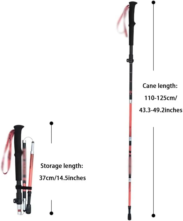 Foldable Trail Poles for Seniors 2 Pcs Telescopic Walking Sticks, Shock-Absorbent Trekking Poles, Carbon Fiber Shaft, Portable Mobility Aid