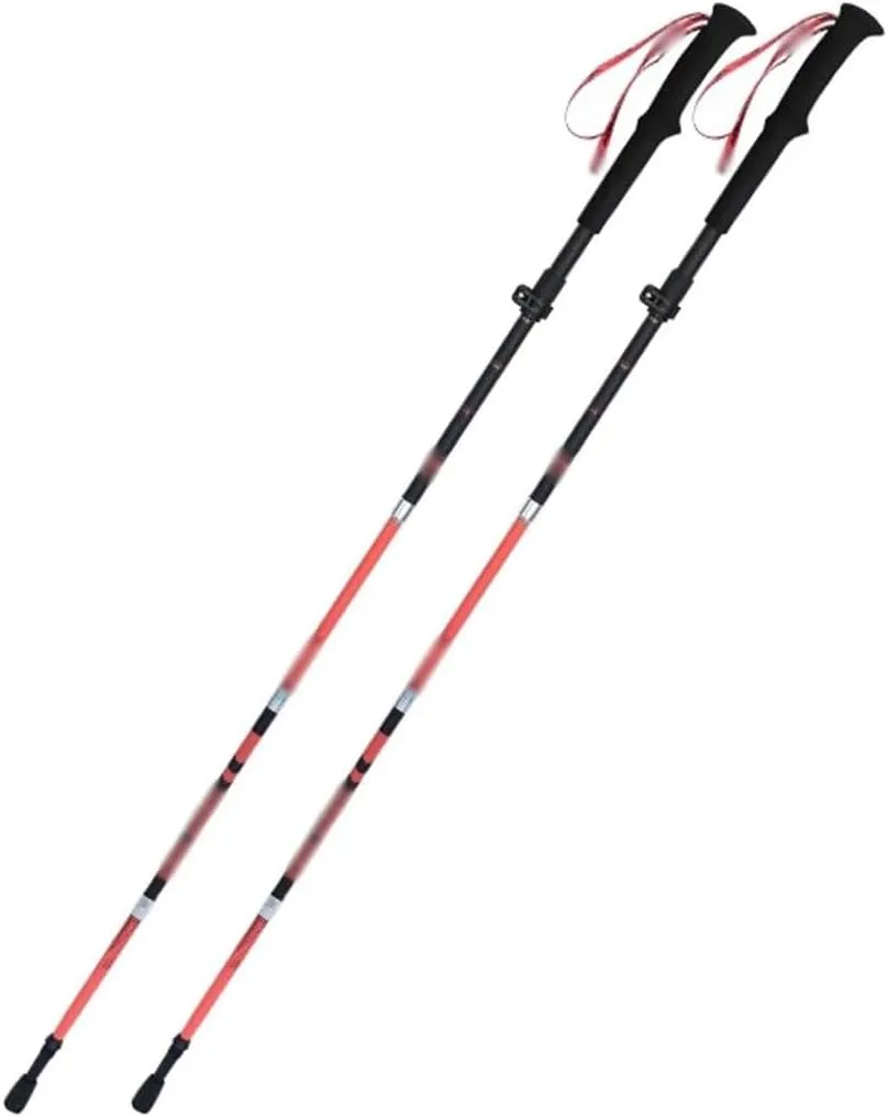 Foldable Trail Poles for Seniors 2 Pcs Telescopic Walking Sticks, Shock-Absorbent Trekking Poles, Carbon Fiber Shaft, Portable Mobility Aid
