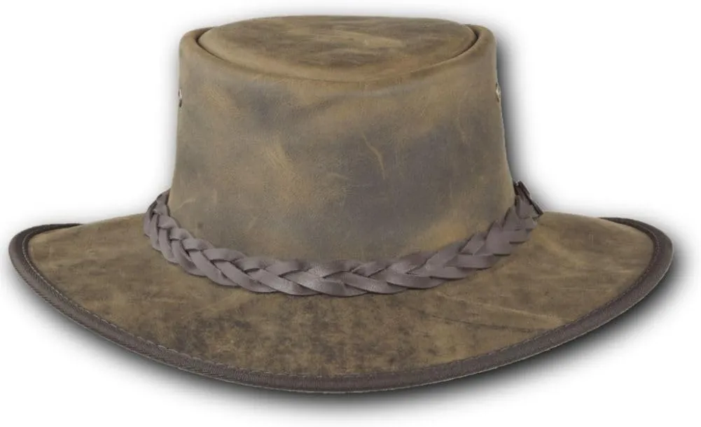 Foldaway Bronco Leather Hat - Item 1060