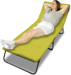 Folding Camping Cot for Adults, Heavy Duty 5-Adjustable Outdoor Bed with Carry Bag, 1200d Oxford Travel Cot for Camping, Hiking, Green (1 Doors)