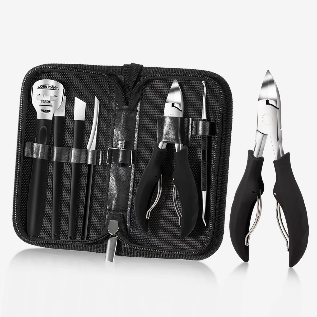 Foot Pedicure Set Toe Nail Correction Thick Nails Ingrown Toenails Nippers Cutters Dead Skin Dirt Remover Manicure Tool (Color : 7pcs-red)