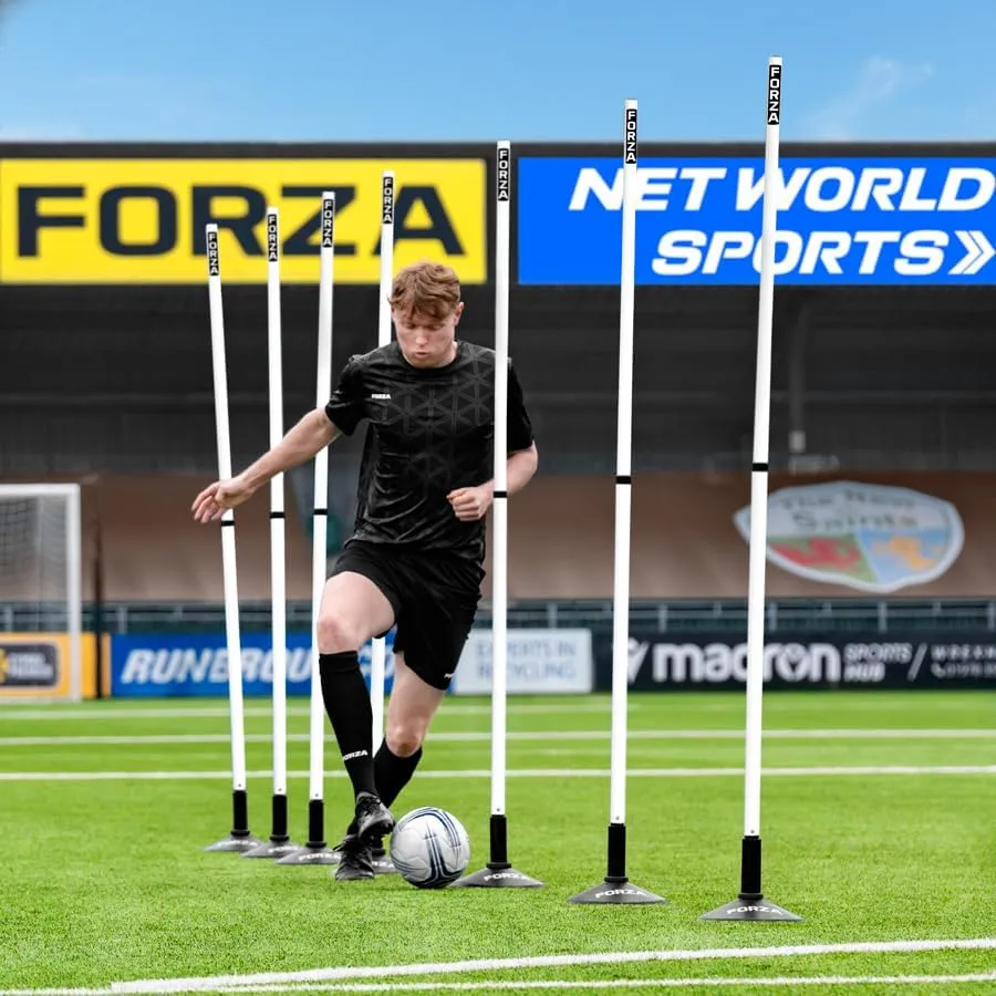 FORZA Telescopic Slalom Training Poles [Pack of 8] | Adjustable, Shatterproof PVC Poles for Agility and Speed Training | Multi-Sport Use | 8 Bold Colors