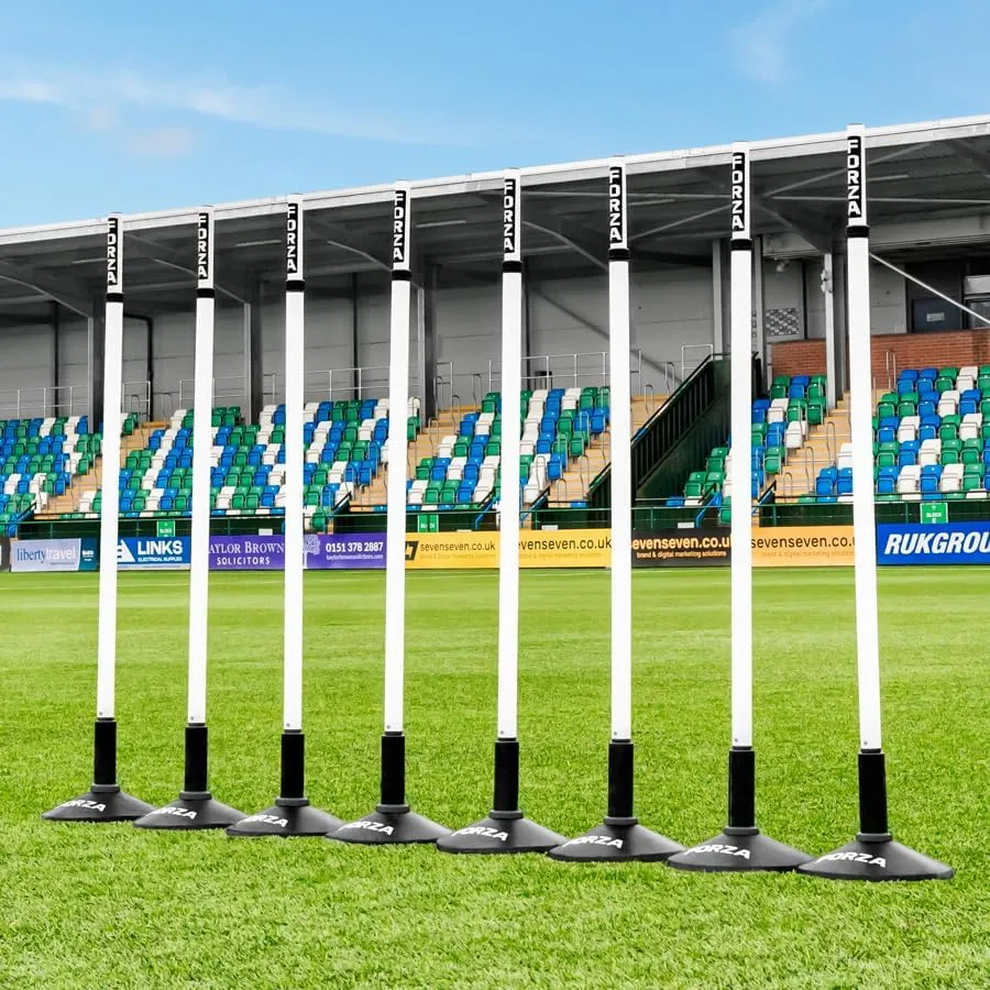 FORZA Telescopic Slalom Training Poles [Pack of 8] | Adjustable, Shatterproof PVC Poles for Agility and Speed Training | Multi-Sport Use | 8 Bold Colors