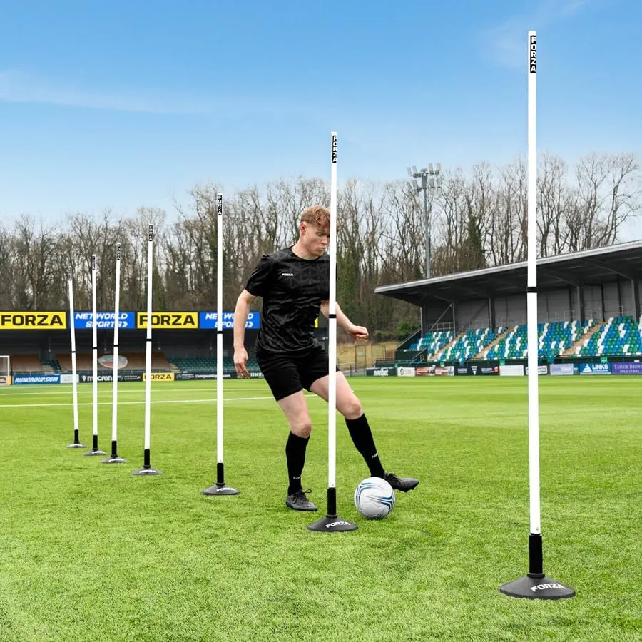 FORZA Telescopic Slalom Training Poles [Pack of 8] | Adjustable, Shatterproof PVC Poles for Agility and Speed Training | Multi-Sport Use | 8 Bold Colors