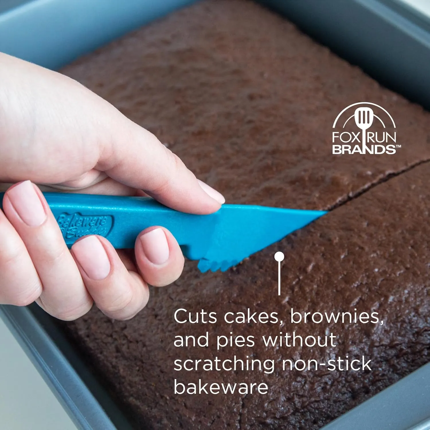 Fox Run Bakeware Buddy Knife, food grade safe plastic kitchen knife,1 x 8 x 0.5, Blue, 4-Inch Blade