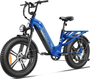FREESKY Step-Thru Commuter Electric Bike 1200W Motor 28MPH Adults Ebike - 105 Mile Long Range with 48V 25Ah Samsung Cell Battery, 20x4 Fat Tire All-Terrain Bicycle, Full Suspension for Women & Men