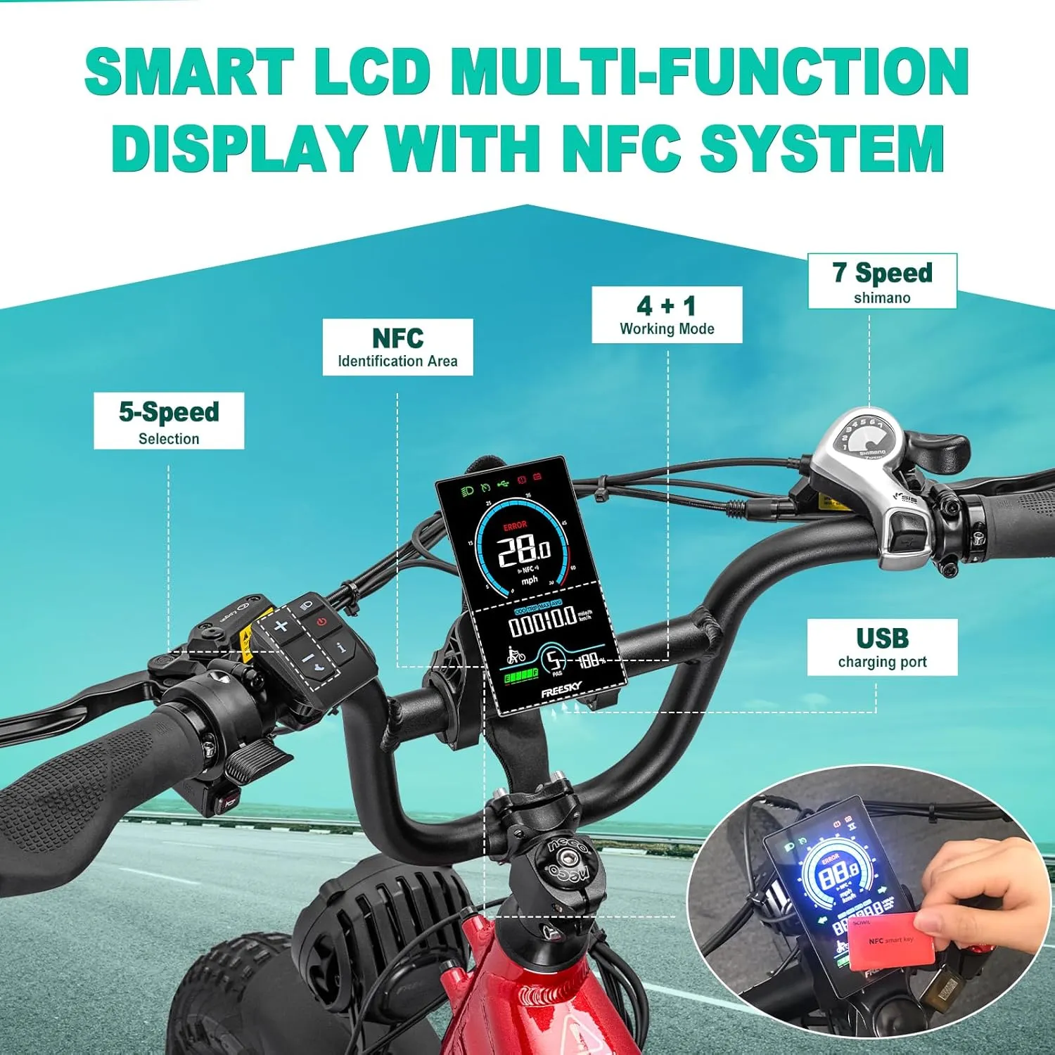 FREESKY Step-Thru Commuter Electric Bike 1200W Motor 28MPH Adults Ebike - 105 Mile Long Range with 48V 25Ah Samsung Cell Battery, 20x4 Fat Tire All-Terrain Bicycle, Full Suspension for Women & Men
