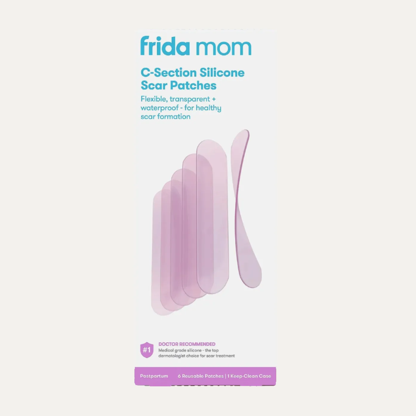 Frida Mom C-Section Silicone Strips, C-Section Recovery Must Have Scar Patches, Reusable Medical Grade Treatment for Keloid Scars, Includes Case & Pouch