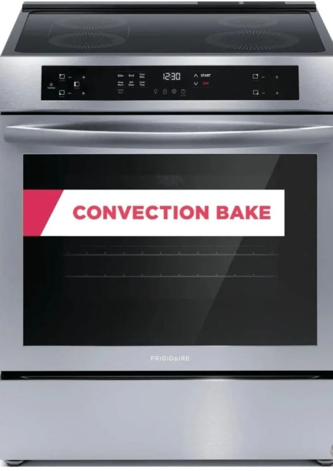 Frigidaire FCFI308CAS Range, 30" Exterior Width, Electric Range, Induction Elements, Convection, 4 Burners, 5.3 cu. ft. Capacity, Stainless Steel