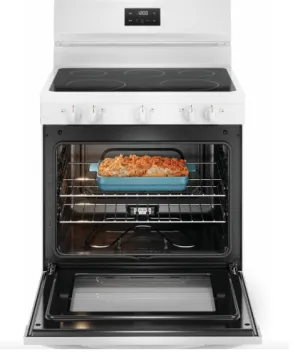 Frigidaire FCRE305CBW Range, Electric, 30 inch Exterior Width, 5 Burners, 5.3 cu. ft. Capacity, Storage Drawer, 1 Ovens, White colour