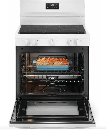 Frigidaire FCRE305CBW Range, Electric, 30 inch Exterior Width, 5 Burners, 5.3 cu. ft. Capacity, Storage Drawer, 1 Ovens, White colour