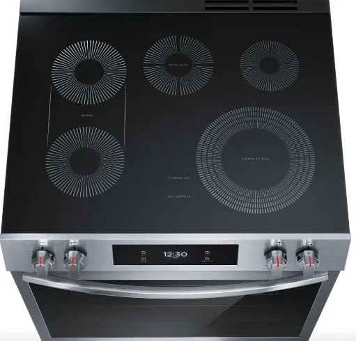 Frigidaire Gallery GCFE306CBF Range, Electric, 30 inch Exterior Width, 5 Burners, 6.2 cu. ft. Capacity, Stainless Steel Steam Cooking,