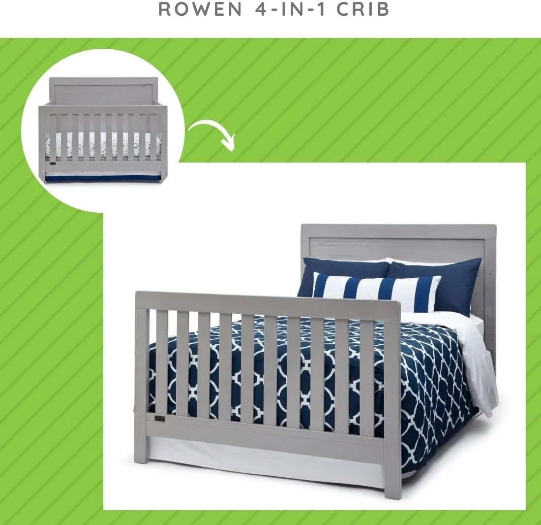 Full Size Conversion Kit Bed Rails for Rowen Crib by Simmons Kids & Delta Children - #0050 (Grey - 026)