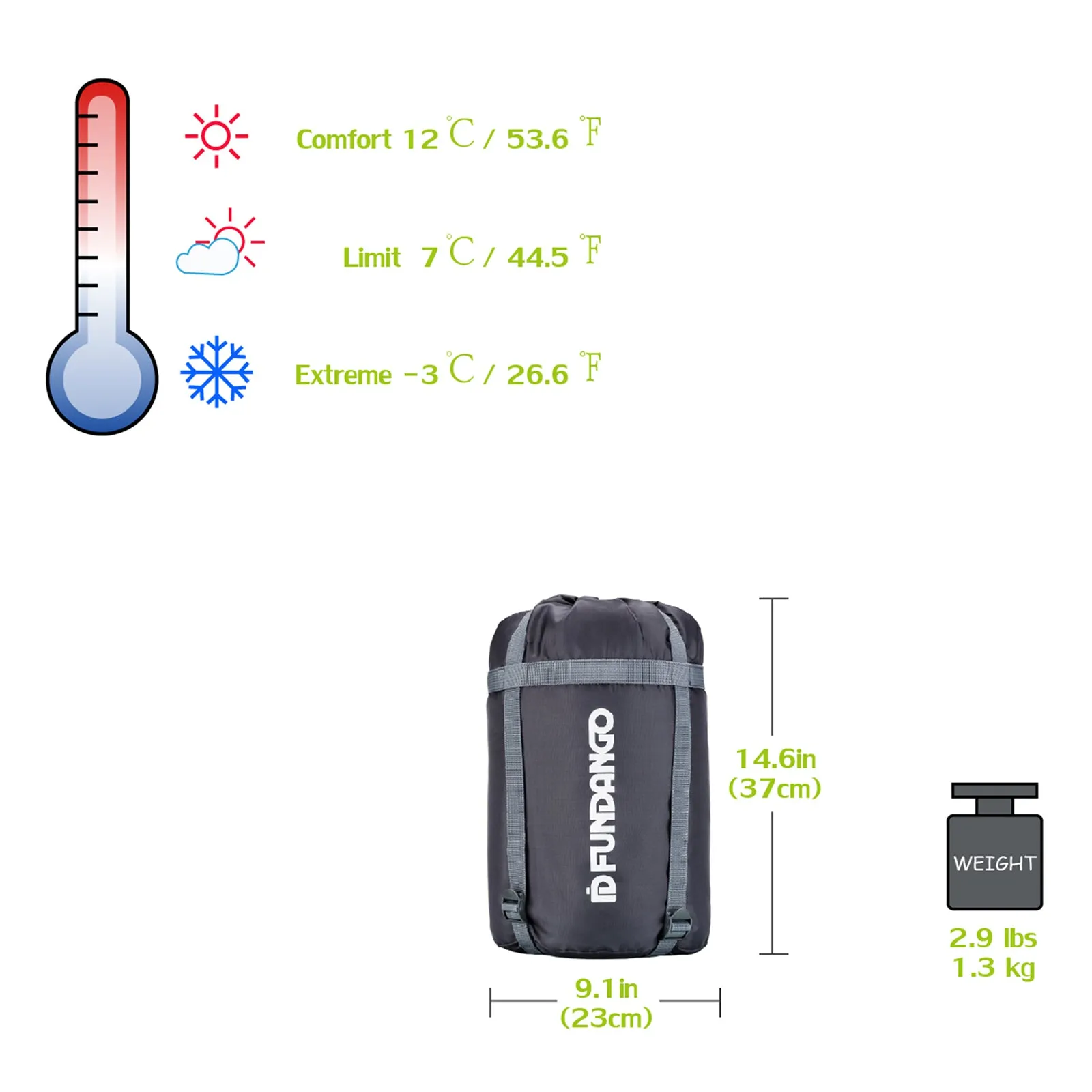 FUNDANGO WARM 250 Sleeping Bag-Envelope With Hood