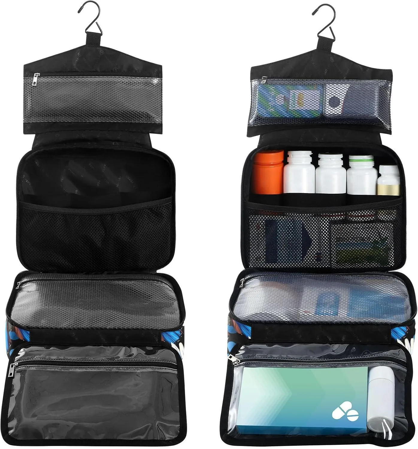 Fustylead Vibrant Blue Morpho Butterfly and Daisy Large Medical Storage Bag with Zipper Empty First Aid Bag Trauma Kit for Traveling Hiking Camping Backpacking