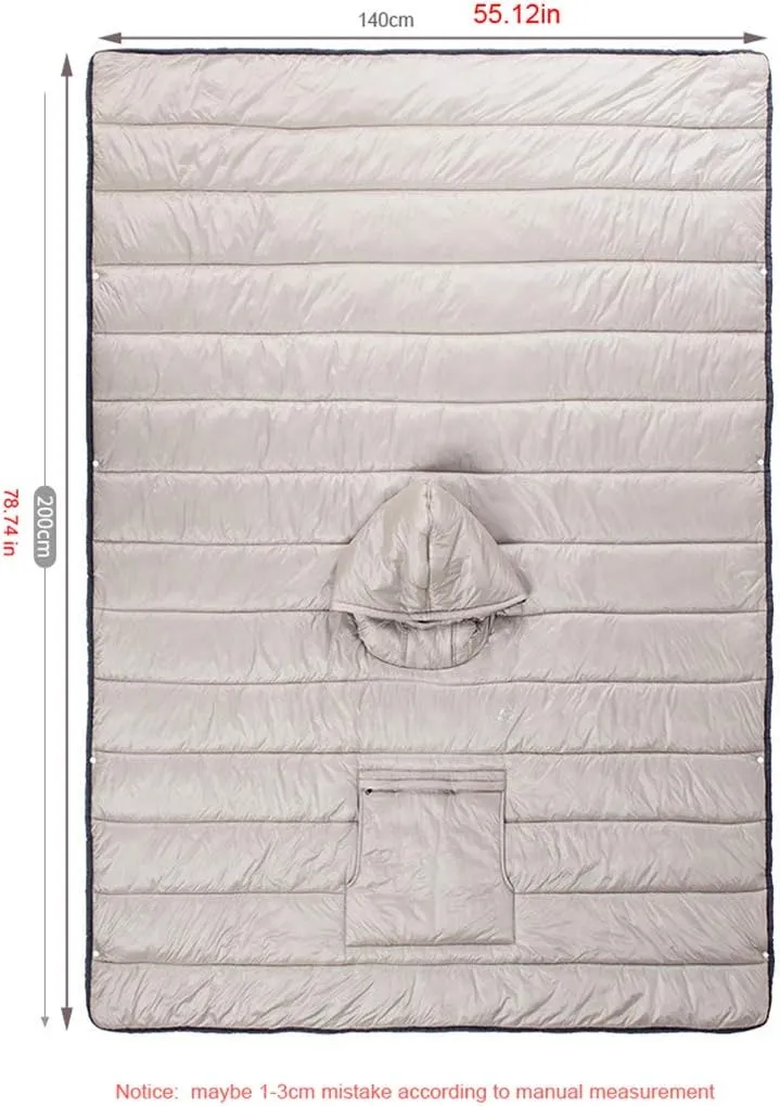 Gaorui Winter Poncho Coat Outdoor Camping Warmth Small Quilt Blanket Water-resisitant Sleeping Bag Cloak Cape with Hat for Adult (Purple)