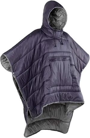 Gaorui Winter Poncho Coat Outdoor Camping Warmth Small Quilt Blanket Water-resisitant Sleeping Bag Cloak Cape with Hat for Adult (Purple)