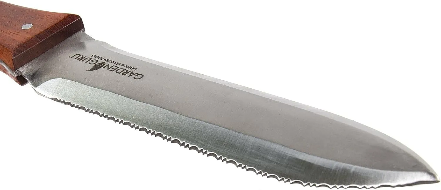Garden Guru Hori Hori Gardening Knife for Weeding, Digging, Pruning, and Cultivating - Stainless Steel Full Tang Blade | Marks for Measuring Planting Depth