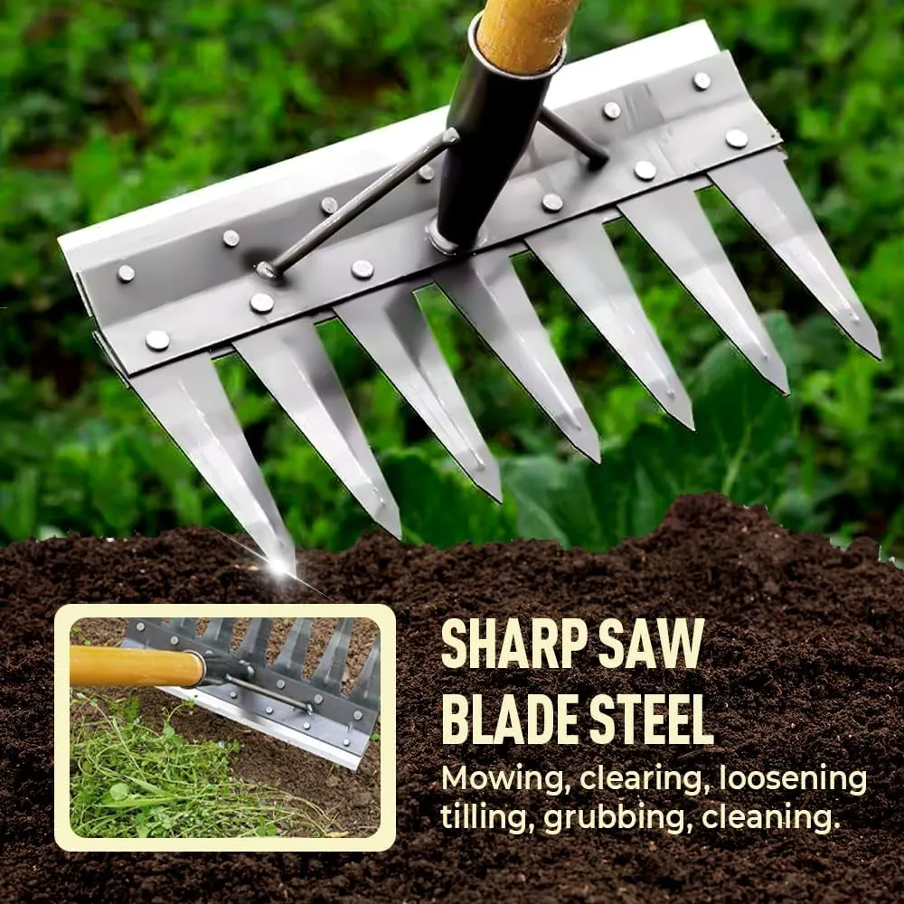 Gardenia Iron Weeding Rake, 2/3/4/5 /7Teeth Carbon Steel Garden Weeder Rakes,Iron rake for Gardening and Weeding Head Heavy Duty Rake (Without Stick) (3 Toothed)