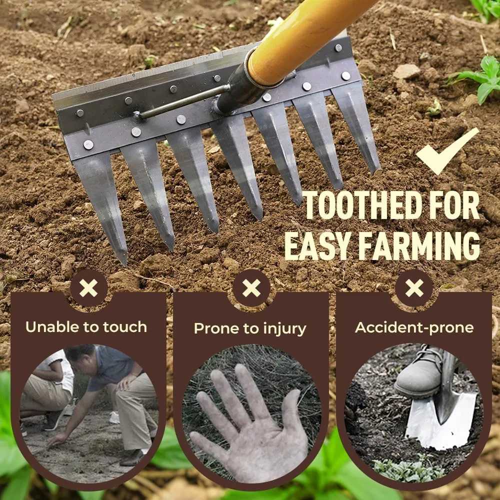 Gardenia Iron Weeding Rake, 2/3/4/5 /7Teeth Carbon Steel Garden Weeder Rakes,Iron rake for Gardening and Weeding Head Heavy Duty Rake (Without Stick) (3 Toothed)