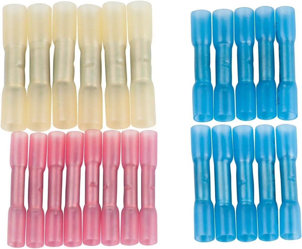 Gardner Bender GBX-TK Xtreme Assorted Butt Splice Terminal Kit, Adhesive Heat-Shrink Insulation, 22-10 AWG, Water / Environment Proof, 600 Volt, Crimp & Heat Seal Wire, 24 Pk., Yellow, Blue & Red