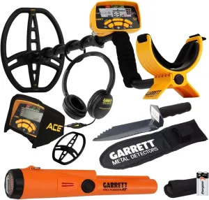 Garrett ACE 400 - Metal Detector for Adults Professional - Comes with Pro Pointer at, Headphones, Edge Digger, Double D Waterproof Search Coil, and Pinpointer Holster