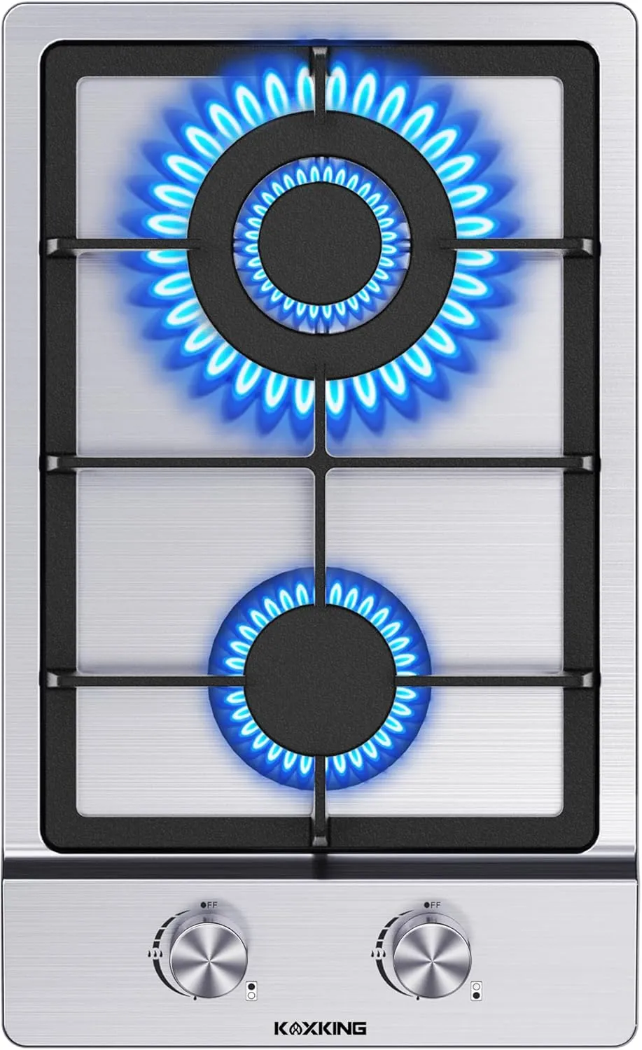 Gas Cooktop 12 inch, Built-in Gas Stove Top with 2, 12 Inch NG/LPG Convertible Cooktops, Dual Burner Propane Cooktop with Thermocouple Protection, Stainless Steel