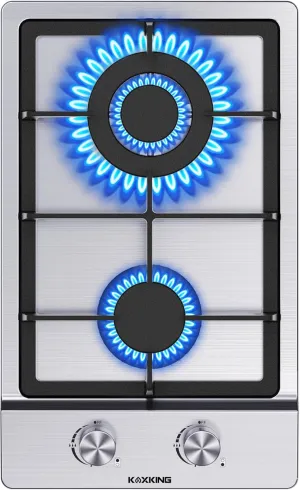 Gas Cooktop 12 inch, Built-in Gas Stove Top with 2, 12 Inch NG/LPG Convertible Cooktops, Dual Burner Propane Cooktop with Thermocouple Protection, Stainless Steel