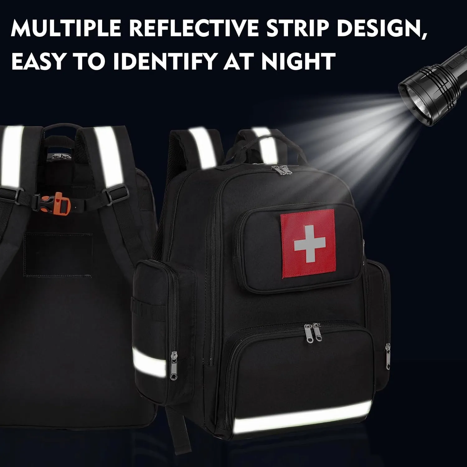 Gatycallaty First Aid Backpack Medical Emt First Responder Bag Empty Ems Emergency Home Health Hiking Trauma Travel Camping (black, Large)