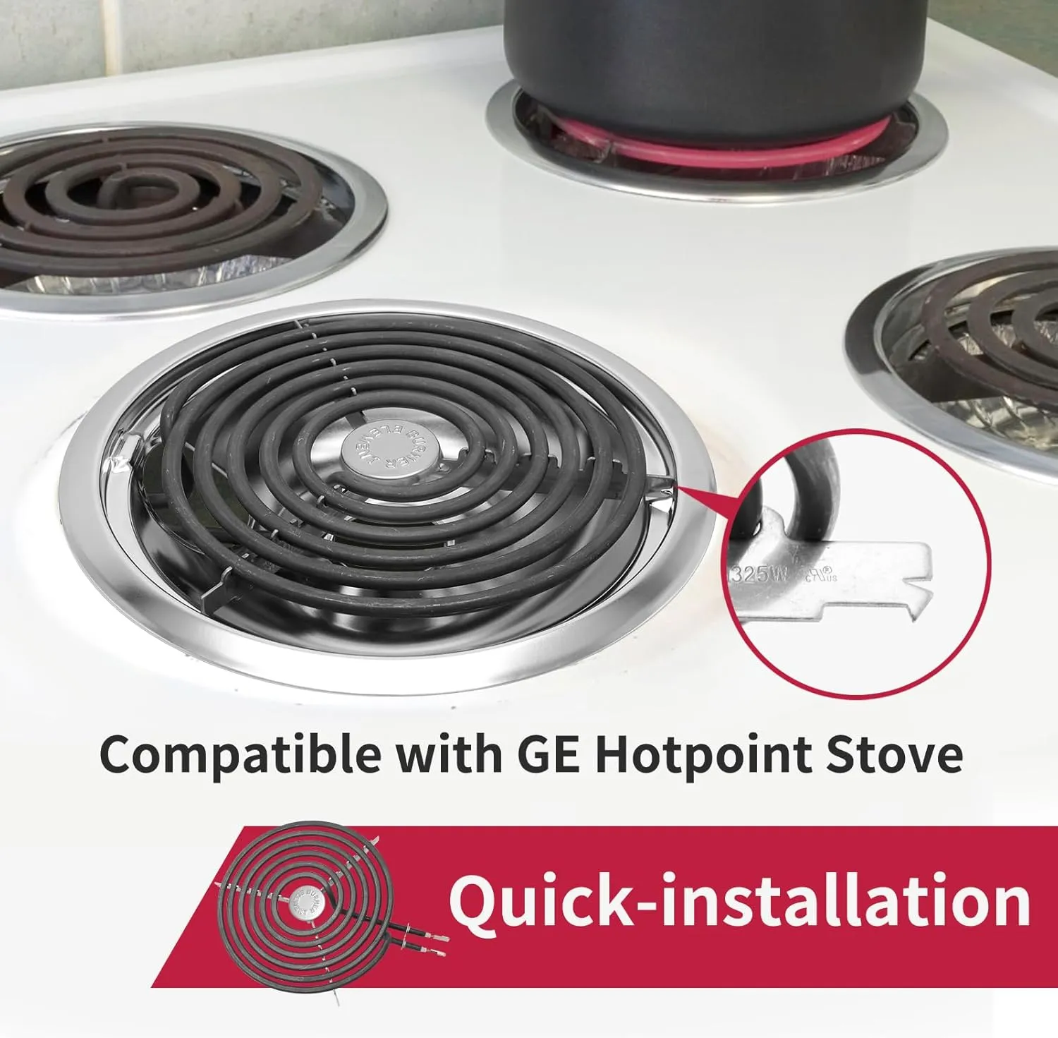 GE Drip Pans and Stove Burner Element Unit Set, Perfectly Fit WB30M1 & WB30M2 -Replacement for GE Hotpoint Stove Top