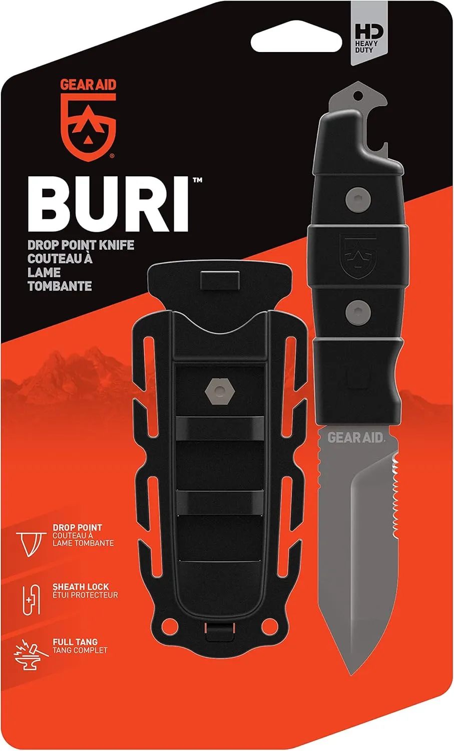 Gear Aid, Buri Utility Knife, Drop Pt., black
