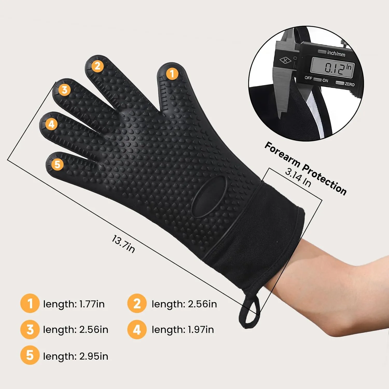GEEKHOM 8-Piece Silicone Heat Resistant Gloves Set for BBQ, Grilling, Oven & Kitchen, Non-Slip Mitts with Trivet Mats, Hooks & Pinch Grips