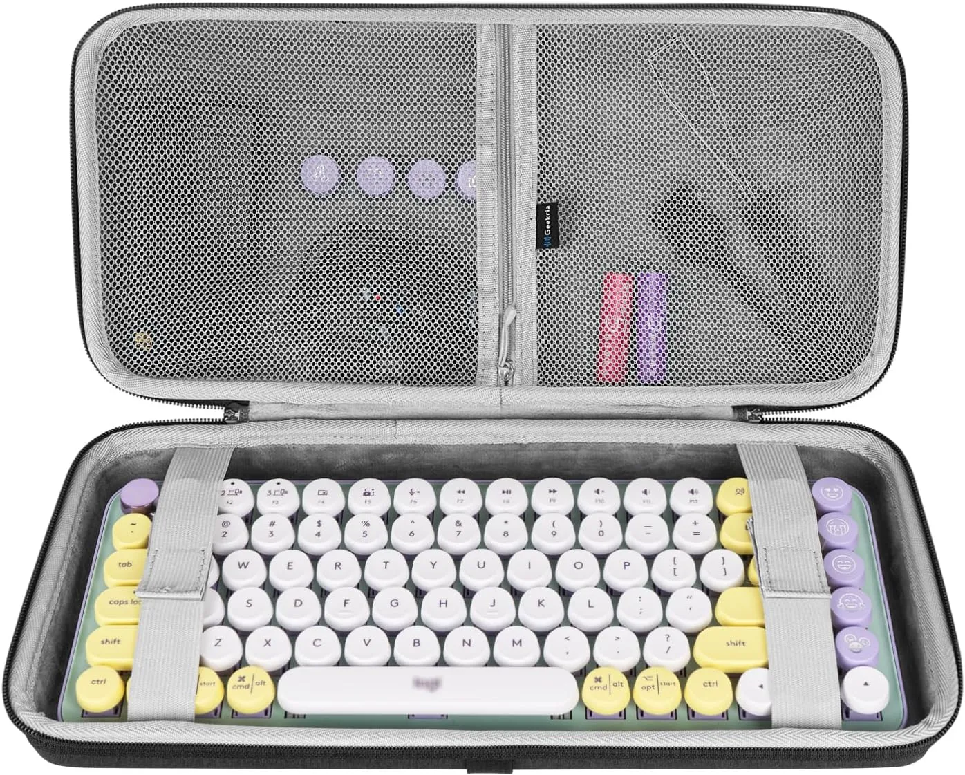 Geekria 75% 84-Key Gaming Keyboard Case, Hard Shell Travel Carrying Bag, Compatible with Keychron K2, Logitech POP Keys/MX Mechanical Mini, Aula F75 Pro / F75 75% (Extra Space)