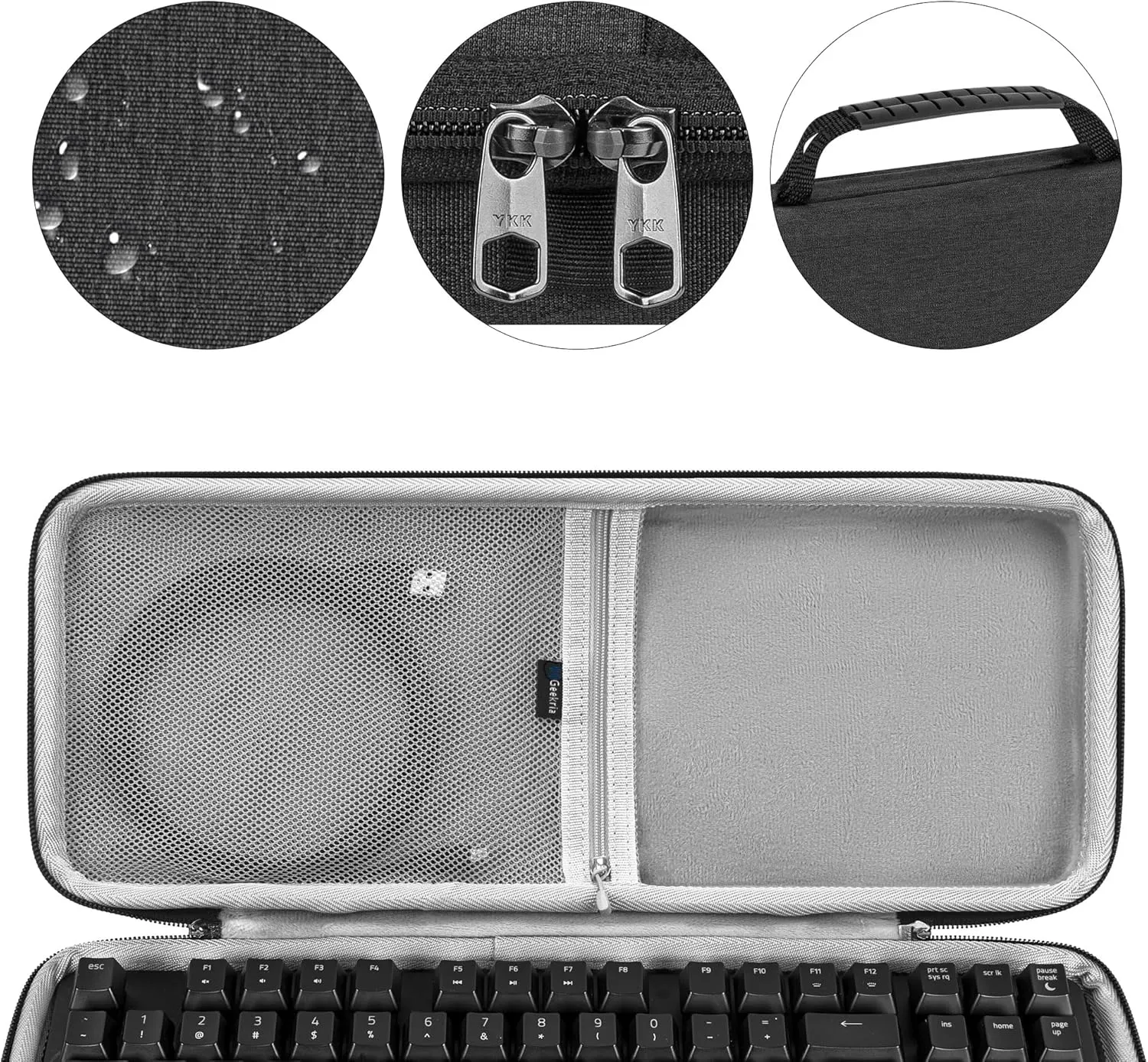 Geekria Keyboard Case, Compatible with Razer BlackWidow Lite TKL, Keychron K8 / K8 Pro, SteelSeries New Apex 9 TKL Hard Shell Travel Carrying Bag for Mechanical Gaming Keyboard (Slim)
