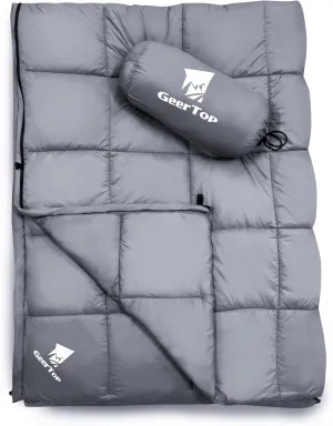 GEERTOP Lightweight Outdoor Camping Blankets for Adults, Compact Travel Blanket for Hiking Backpacking All Weather Sleeping Bag Quilt for Beach, Park, Stadium