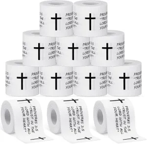 Geiserailie 12 Pcs Christian Athletic Tape with Cross Sports Tape 2in x 23ft Easy Tear Jesus Athletic Wrist Tape for Sports Trainers Gymnastics Boxing Athlete First Aid Injury Wrap