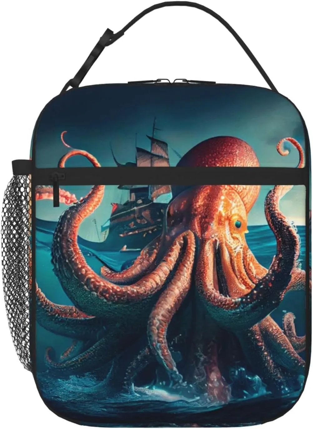 Giant Octopus Lunch Bag for Mens Womens Insulated Reusable Lunch Box with Adjustable Shoulder Strap