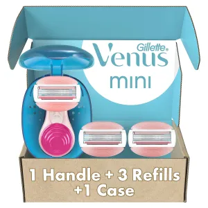 Gillette Venus Mini ComfortGlide White Tea Razors for Women, Includes 1 Mini Handle   3 Refills   1 Case