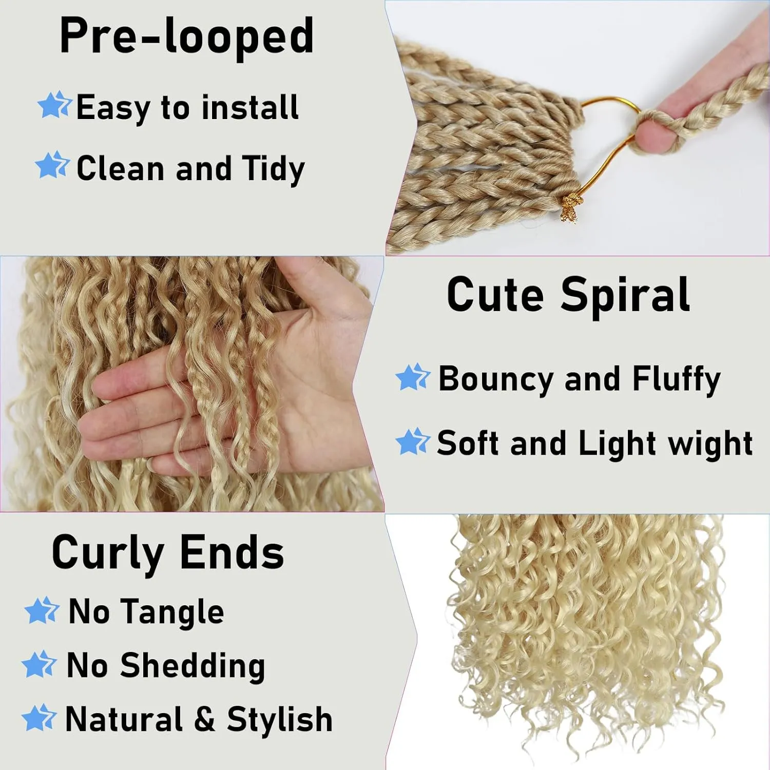 Goddess Box Braids Crochet Hair for Black Women 8Pack Boho Crochet Braids Pre Looped Crochet Boho Braids with Curly Ends Brown Blonde Ombre Crochet Hair 27/613,14inch