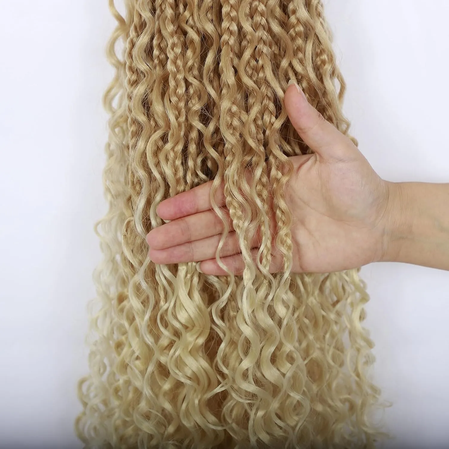 Goddess Box Braids Crochet Hair for Black Women 8Pack Boho Crochet Braids Pre Looped Crochet Boho Braids with Curly Ends Brown Blonde Ombre Crochet Hair 27/613,14inch