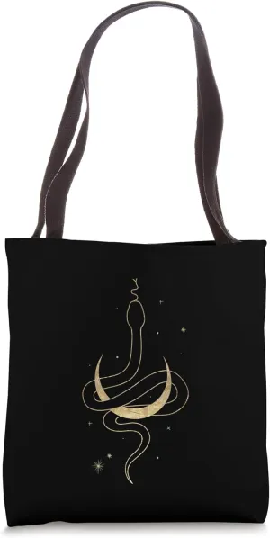 Gold Snake and Moon Phases / Snake / Crescent Moon Tote Bag